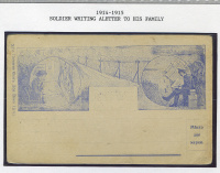 Лот 0521 - 1914-1915. Карточка для отправки почты военнослужащих. Солдат пишет письмо жене