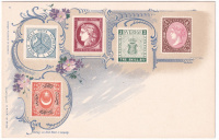 Лот 2537 - Германия - Открытка - Почтовые марки Испании, Франции и Швеции