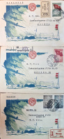 Лот 1498 - 1938 г. Три заказных фирменных конверта Северный Полюс, франкированные полной серией марок №483-486
