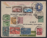 Лот 1245 - 1931 г. красивая, смешанная франкировка марками Колумбии и СССР -две полные сериями марок - №224-225 и 263-265