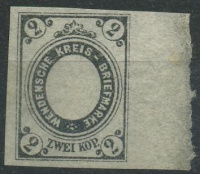 Лот 0726 - Ноябрь. 1893. Проба марки Шм.19 (без зубцов), печать в одну краску