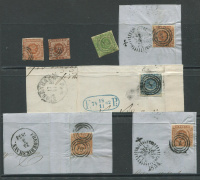 Лот 0032 - Дания. Три марки и четыре вырезки классического периода