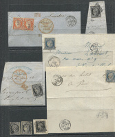 Лот 0030 - 1849. Франция. Набор вырезок (6 шт.) и 2 марки из первой серии