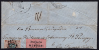Лот 0734 - 1863 г. Крупный фрагмент письма с маркой №2,  государственная марка имеет точечное гашение '390' - Венден