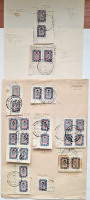 Лот 0758 - Хвалынск. Два листа стариной коллекции марки Шм. 6 с не описанными разновидностями, красивые гашения