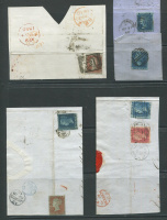 Лот 0130 - 1850-1860. Англия. 5 вырезок с классическими марками и одна марка
