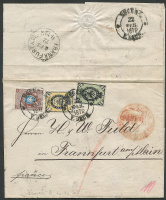 Лот 1050 - 1872. Франкировка . №23,№26 (обе верт. Wz) и №12 (без Wz)