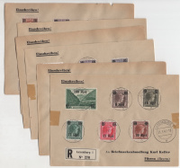 Лот 0236 - 1940 г. Люксембург (Германская оккупация), вся серия марок на конвертах с вариантами(прошедших почту!)
