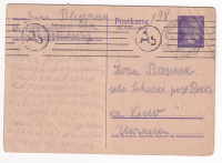 Лот 0468 - 1943 г. Немецкая оккупация Украины. Двойная почтовая карточка из Гросостхайма в Киев