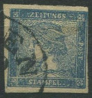 Лот 0115 - Австрия. 1851. №6 (голубой Меркурий), гаш.