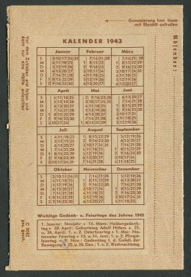 Лот 2142 - Новый 1943 Год. Предновогоднее издание календаря на 1943 год немецкой полевой почтой
